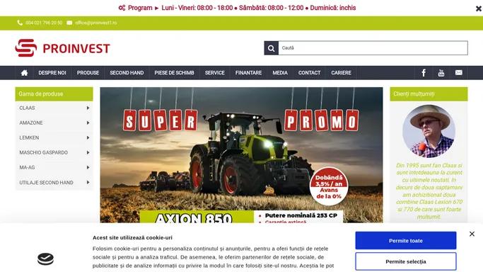 PROINVEST - Utilaje agricole Claas, Lemken, Amazone, Maschio Gaspardo - Piese de schimb - Service