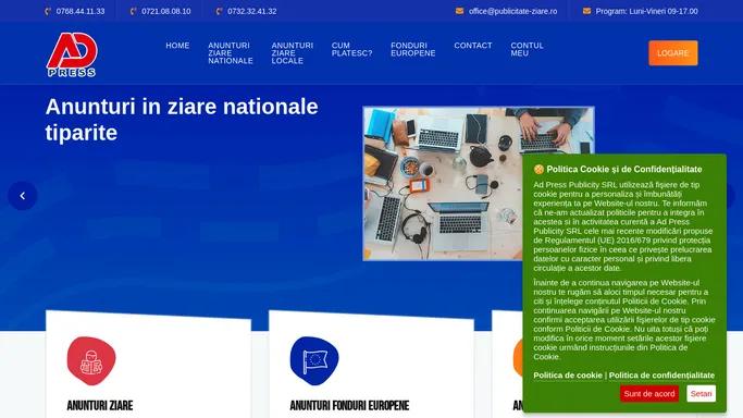 Anunturi ziare tiparite in ziare nationale si ziare locale - Publicitate ziare