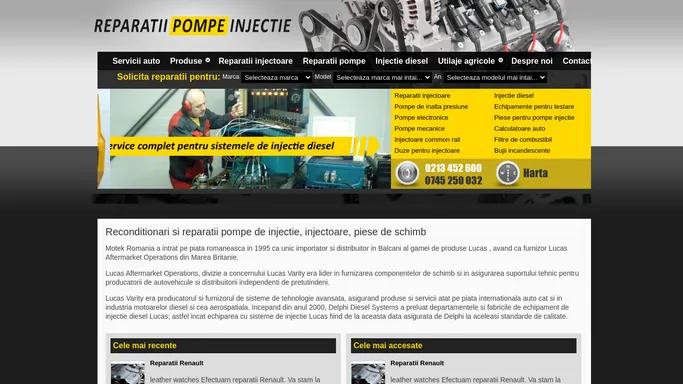 Reparatii pompe injectie - Reconditionari pompe de injectie, injectoare, piese de schimb