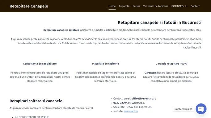 Retapitare canapele la domiciliul clientului in Bucuresti