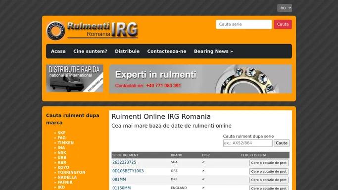 Rulmenti IRG Romania - Cel mai mare distribuitor de rulmenti