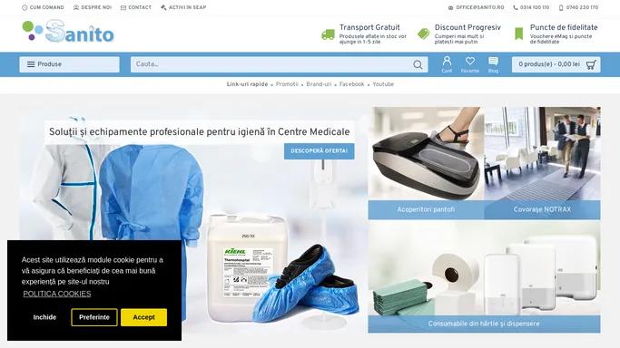 Sanito.ro - Produse de curatenie si igiena, Uscatoare Maini, Dispense Hartie, Dozatoare Sapun, Detergenti Profesionali