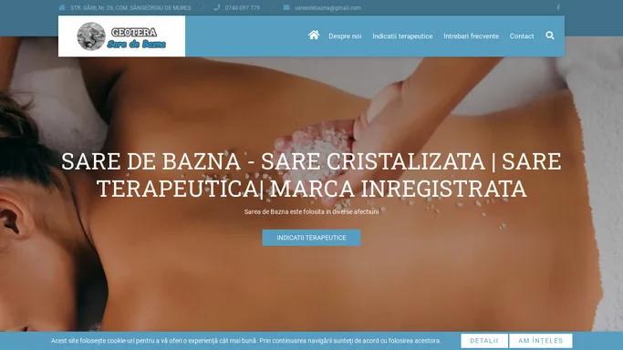 Sare de Bazna - Unic producator Sare de Bazna | Geotera | Ce este sarea de Bazna? Descopera Geotera, producator si distribuitor sare de Bazna. Recomandam bai cu sare de Bazna. Vezi cum se foloseste. Terapie cu Sarea de Bazna, Sare de Bazna pentru reumatism.
