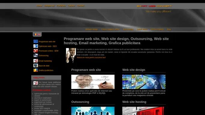 Programare web site, Web site design, SEO, SEM, Email marketing, Outsourcing Programare Web, Web site hosting, Grafica publicitara