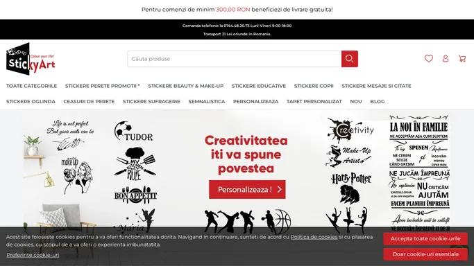 Sticky Art: Stickere Autocolante, Ceasuri de Perete, Tapet si Fototapet Personalizate