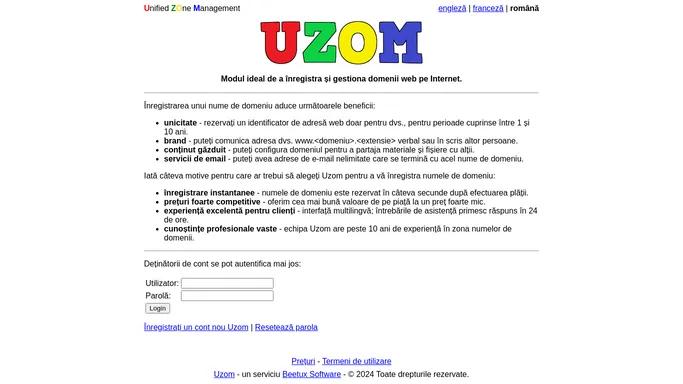 Uzom - Inregistrati-va si gestionati-va propriile domenii