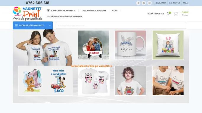 Personalizari Online: Tricouri, Cani, Perne, Brelocuri, etc