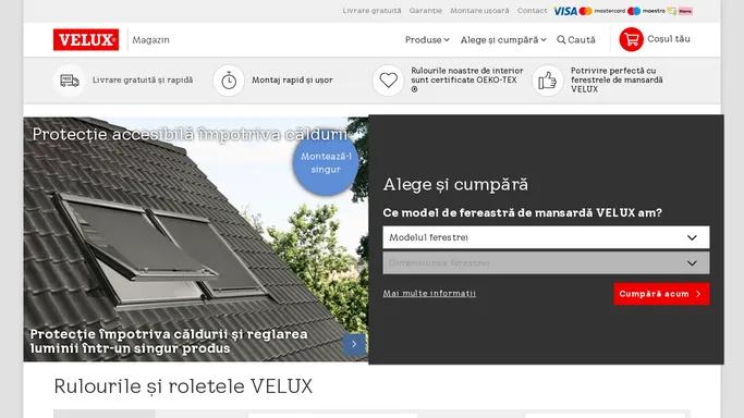 VELUX - Rulouri opace, semi-transparente, parasolare, tije si adaptoare