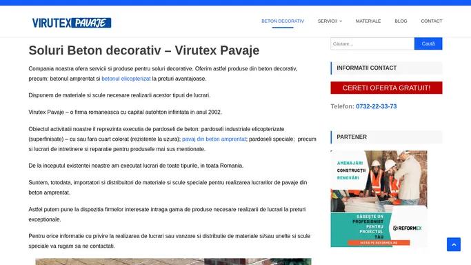 Beton decorativ - Pret - Materiale - Proiecte - Calitate - Virutex Pavaje