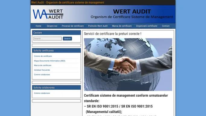 Wert Audit – Organism de certificare sisteme de management