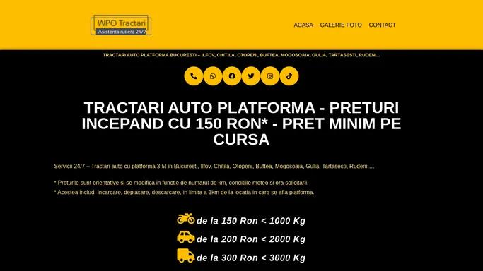 Tractari auto platforma Bucuresti, Ilfov, Chitila, Buftea, Otopeni