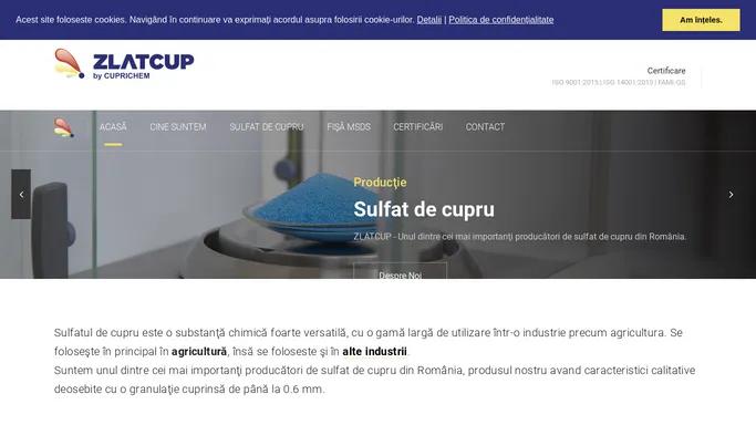 Suflat de cupru - Fabrica de sulfat de cupru ZlATCUP