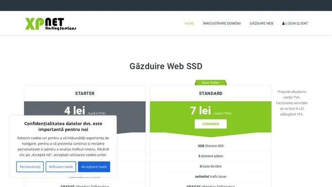 Gazduire Web SSD - de la 0.75€/luna si 2 luni gratuite la plata anuala