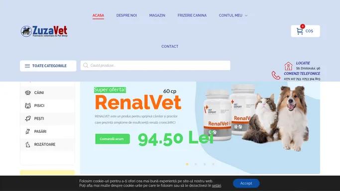 ZuzaVet – Farmacie Veterinara – Hrana pentru animale, Caini, Pisici, Rozatoare, Reptile, Pasari