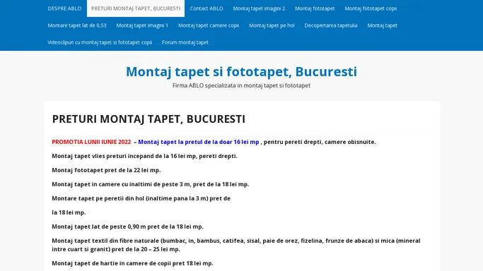 Preturi montaj tapet si montaj fototapet in Bucuresti si Ilfov