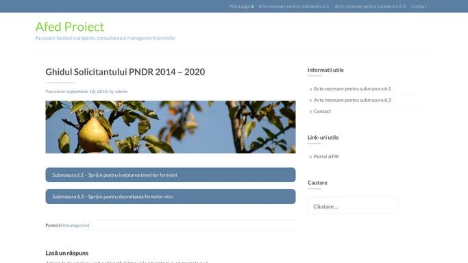 Ghidul Solicitantului PNDR 2014 – 2020 – Afed Proiect