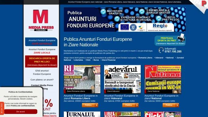 Anunturi Fonduri Europene ziare nationale - publica Fonduri Europene in ziare nationale.