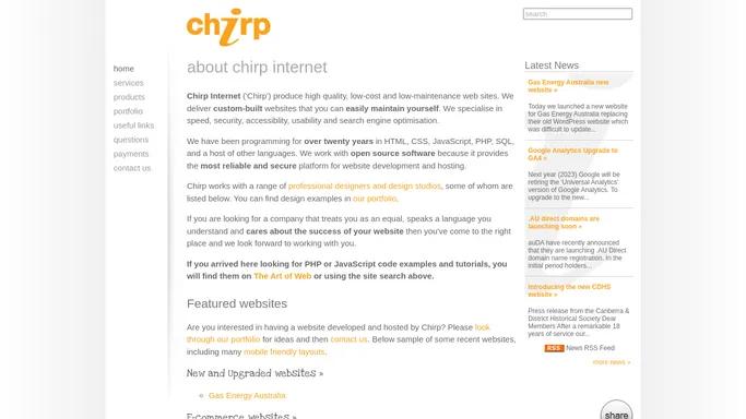 Web development, database and interactive websites | Chirp Internet SRL