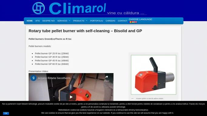 Rotary tube pellet burner with self-cleaning - Bisolid and GP - Climarol OradeaClimarol Oradea | Centrale Termice Oradea