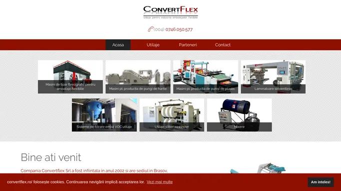 Convertflex | Utilaje noi si second-hand: masini tipar flexo, masini pungi hartie, filtrare emisii VOC, slitter-rewinder, masini montat clisee, accesorii industrie flexo