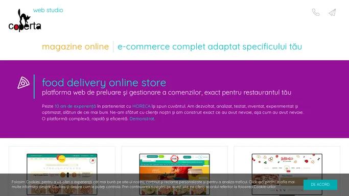 Coperta Web Studio | Dezvoltare magazine online | Platforma de comenzi online pentru restaurant sau pizzerie