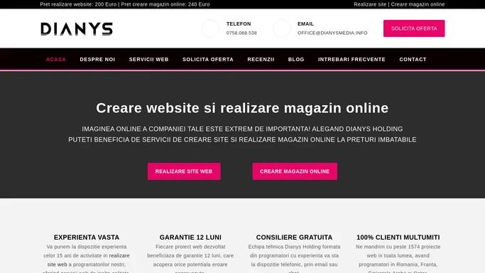 Dianys Holding: Web design, creare website, creare magazin online