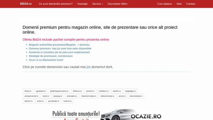 Bid24.ro | Domenii premium pentru magazin online, site de prezentare, proiecte