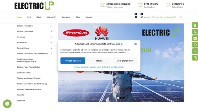 ElectricUP Magazin online sisteme / panouri solare fotovoltaice / invertoare
