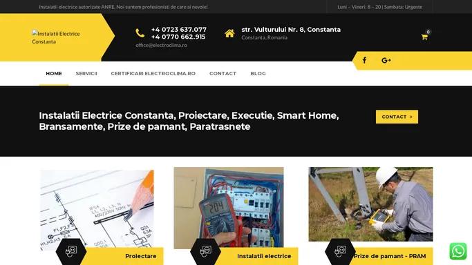 Instalatii Electrice Constanta Proiectare Executie Smart Home Bransamente Prize de Pamant