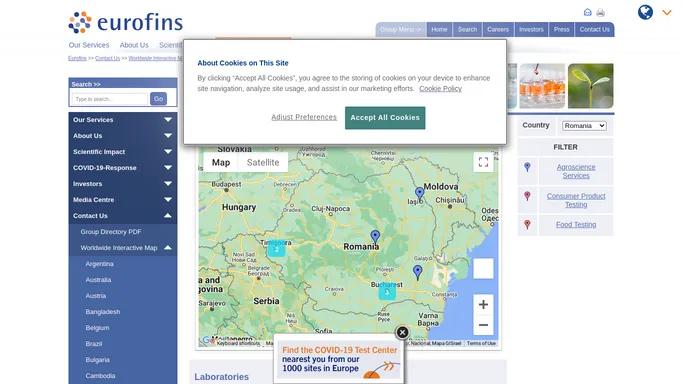 Eurofins Romania Interactive Map - Eurofins Scientific