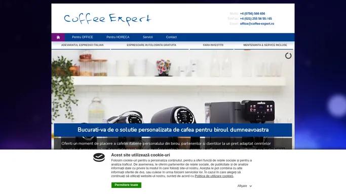 Coffee Expert - Distribuitor espresoare Lavazza Blue - Office in comodat, espresoare profesionale Horeca, cafea boabe Lavazza, capsule Lavazza Blue.