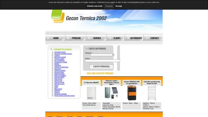 Gecon Termica - centrale termice, cazane combustibil solid, panouri solare, service autorizat Beretta, Ferroli, Viessmann