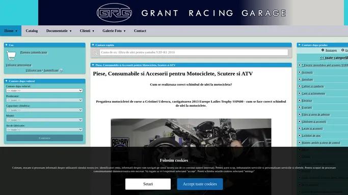 Piese, Consumabile si Accesorii pentru Motociclete, Scutere si ATV - Grant Racing Garage