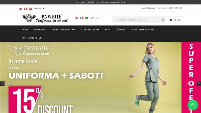 INWHITE™ Romania. Uniforme Medicale | Saboti | Accesorii Online