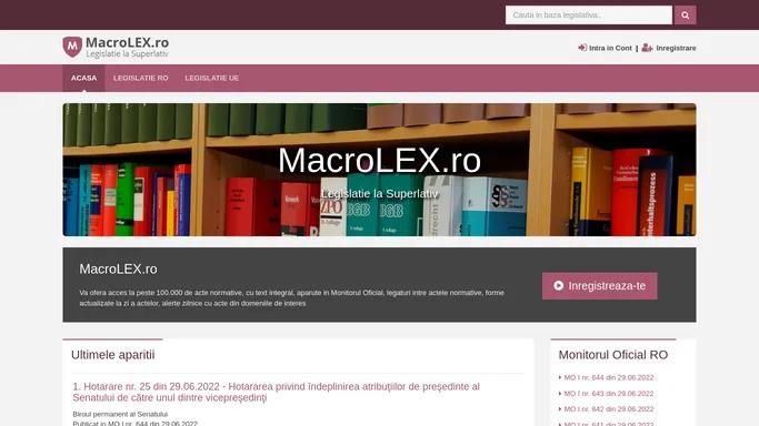 MacroLEX.ro: Legislatie la Superlativ