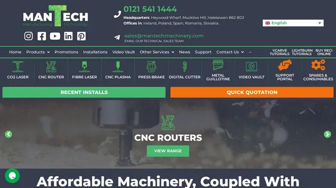 Mantech CNC Routers | Laser Cutters | Fibre Laser Cutters