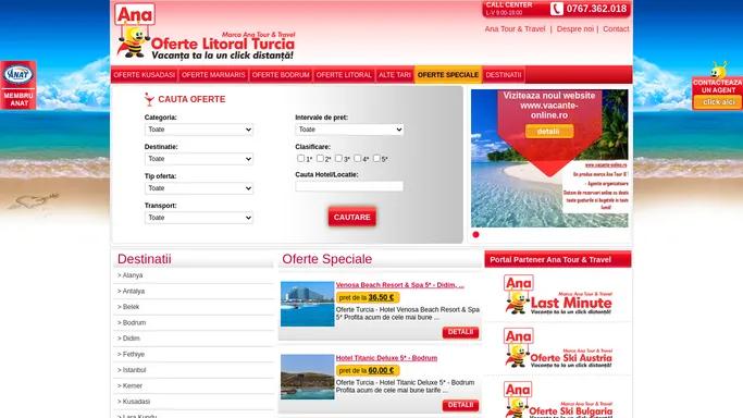 Agentie de turism - oferte vacanta 2021, early booking, oferte charter, vacante ieftine, Oferte Litoral Turcia