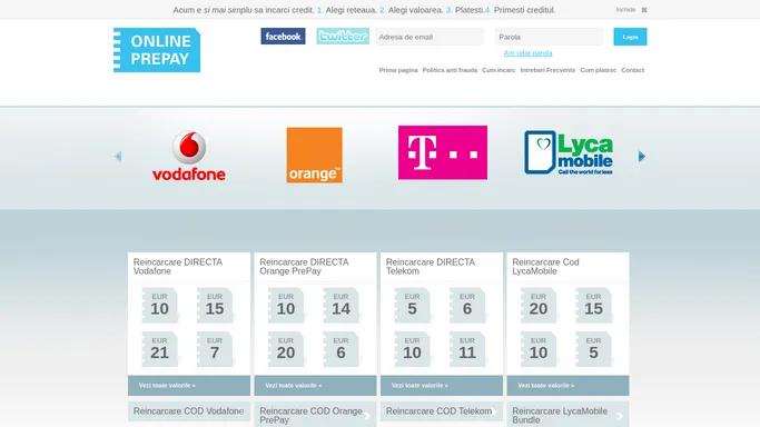 Reincarcare cartela | Reincarcare online Vodafone | Orange | Telekom - Online Prepay