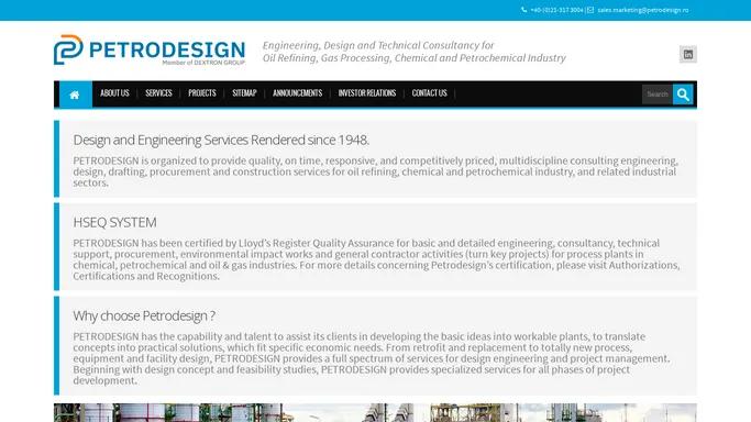 Petrodesign SA | Engineering, Design and Technical Consultancy for Oil Refining, Chemical and Petrochemical Industry