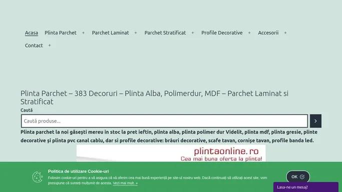 Plinta Parchet - 383 Decoruri - Plinta Alba, Polimerdur, MDF - Parchet Laminat si Stratificat