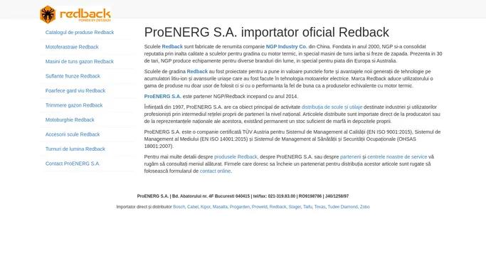 REDBACK | ProENERG S.A. importator oficial in Romania