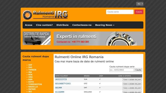 Rulmenti IRG Romania - Cel mai mare distribuitor de rulmenti