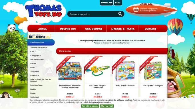 Magazin ce comercializeaza Thomas and Friends, Cars 2, Trenulete de lemn, Doctorita Plusica, Barbie