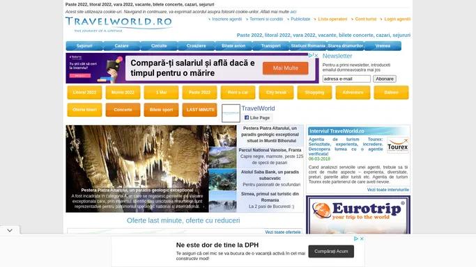TravelWorld.ro - oferte speciale, Paste 2022, Litoral 2022, sezon de vara 2022, munte 2022, sejururi, cazari, excursii