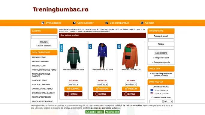 Magazin online treninguri bumbac. Produse in Romania, Piatra Neamt.