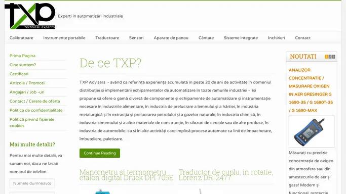 Prima Pagina - TXP - Echipamente profesionale pentru Automatizari Industriale