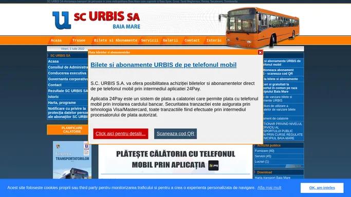 SC URBIS SA Baia Mare - Transport de persoane in Baia Mare, Baia Sprie, Grosi, Tautii Magheraus, Chechis.