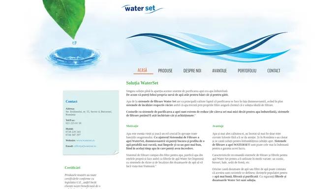 WaterSet, Filtrare apa potabila