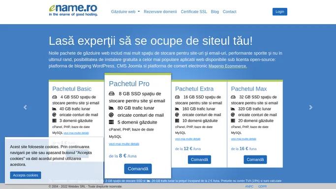 eName.ro - Gazduire web (share hosting SSD) oferta 2021