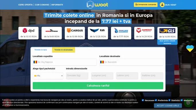 woot.ro - trimite colete online in Romania si in Europa incepand de la 7.77 lei + tva